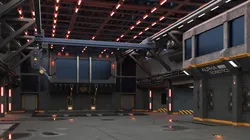 Sci Fi Hangar Interior Red Lights 3D model