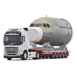 Volvo fh16 2021 and Lowboy Trailer with Airplane 3D model