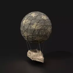 AAA NEXTGEN Medieval Small Balloon Airship Primal Wooden Machine Low-poly 3D model
