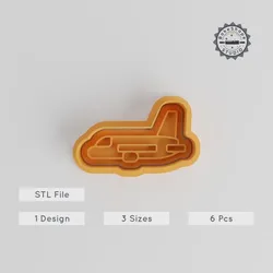 Aeroplane Shape Cutter & Stamp Set, Perfect for Cookies & Fondant, Includes 6 Pieces in S/M/L