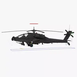 AH64A Apache Helicopter Gray Rigged Low-poly 3D model