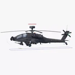 AH64E Apache Longbow Helicopter Gray Rigged Low-poly 3D model