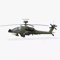 AH64E Apache Longbow Helicopter Green Rigged Low-poly 3D model