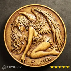 Beautiful Angel Relief for CNC Laser and 3D Print STL File and 4K Grayscale TIF - High Detail 3D Model