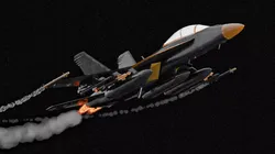 f18 black and gold rigged with procedural textures 3D model