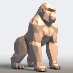 Gorilla Low Poly - Stylized 3D Printable Animal Model | Tabletop & Decor