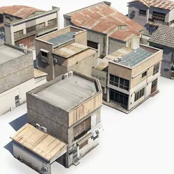 Japanese Rural Shops Low-poly 3D model