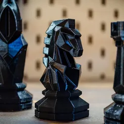 Low-Poly Chess Set in Brutalist Style
