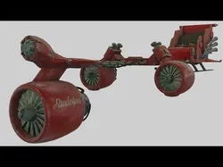Low Poly Dieselpunk Santa Sleigh With PBR Materials Low-poly 3D model