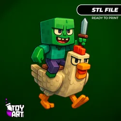 Minecraft Chicken Jockey - STL Diorama Figure