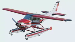 Old Cessna 210 seaplane Low-poly 3D model