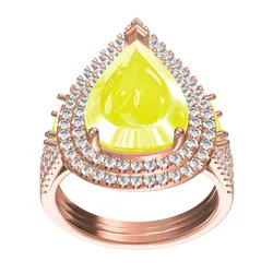 Pear Stone Double Halo Engagement Ring