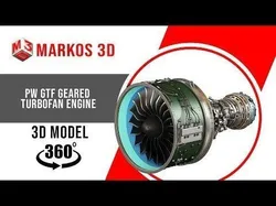 PW GTF Geared Turbofan Engine - with Interior Parts 3D model
