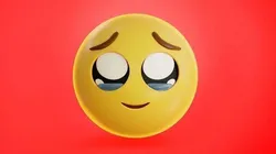Smiling face holding back Tears Animated Emoji Low-poly 3D model