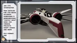 Star wars ARC-170 Starfighter ready for movie projects 3D model