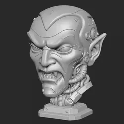 Vampire Robot Head Sculpture