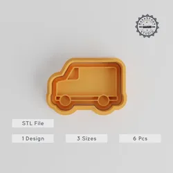 Van Shape Cutter & Stamp, Cookie & Fondant Set, 6-Piece, S/M/L Sizes, Transportation Theme