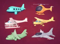 Cartoon Aircraft Pack --- Airplane - Plane - Helicopter - Cargo Low-poly 3D model