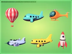 Cartoon Aircraft  Pack - Rocket Hot Air Balloon Plane Helicopter Low-poly 3D model