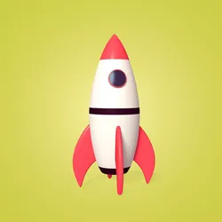 Cartoon Rocket Ship Low-poly 3D model