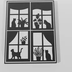 Cats Decor Window - Wall Art Multicolor