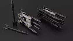 Game ready set of  APU-14U launcher and S-3 unguided missile Low-poly 3D model