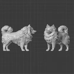 German Spitz Dog 3D STL Model – High-Detail Sculpted Fur for Printing