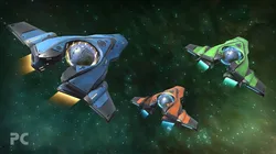 SpaceShip three spaceships flying in space Low-poly 3D model
