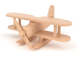 Wooden toy floatplane 02 3D model