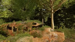 Abandoned airplane crashed on forest 3D model