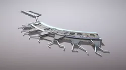 Airport Terminal LEMD Terminal1 Madrid Barajas Airport Low-poly 3D model