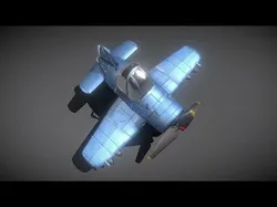 Cartoon Airplane F4U Fighter Low-poly 3D model