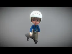 Cartoon Pilot Low-poly 3D model
