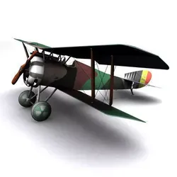 Hanriot HD1 fighter WW1 low-poly  biplane  Low-poly 3D model