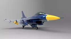 Jet Blue F-16 Low-poly 3D model