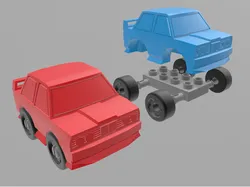 Low Poly Rally Car (BWM) (with wheels)