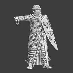Medieval crusader knight pointing