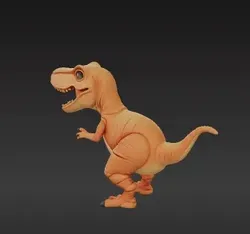 Stylized T-Rex Flexi Figure with Poseable Limbs – One-Piece 3MF Model
