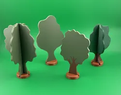 Oak Tree Pair - One or Two Piece Plate style with Base - Simple Forest Decor