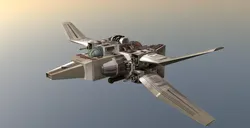 Spaceship 3D model fighter jet flying in sky 3D model