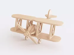 Wooden toy biplane 01 3D model