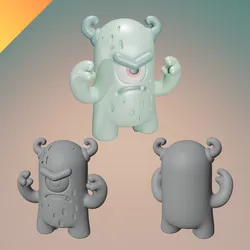 Angry Cyclops Monster – Monsters Inc Style 3D Print Model STL + Textured GLB