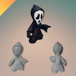 Cute Ghostface STL for 3D Printing – Scream-Inspired Mini Horror Figure – One-Piece Ghost Model with GLB Format Included