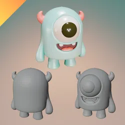 Cute One-Eyed Monster STL for 3D Printing – Inspired by Mike Wazowski from Monsters Inc – Cartoon Cyclops Toy Figure