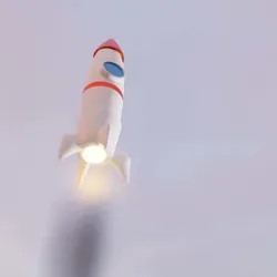 Low poly rocket animated and simulated Low-poly 3D model