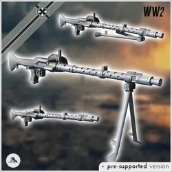 MG 34 Maschinengewehr machine gun with bipod - Germany Eastern Western Front Normandy Stalingrad Berlin Bulge WWII