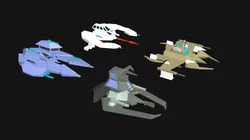 Spaceship lowpoly 3d model three spaceships Low-poly 3D model