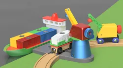 Tower/clever crane and container for wooden track - Brio and Ikea compatible