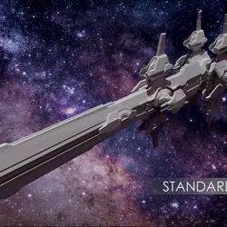 Warship 3D Model, Spaceship 3D printed Model, Sword Gunship, Sci Fi Ship for Tabletop Gaming, RPG, and Display