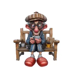 COLLECTIBLE SCULPTURE GRANDFATHER IN ARMCHAIR